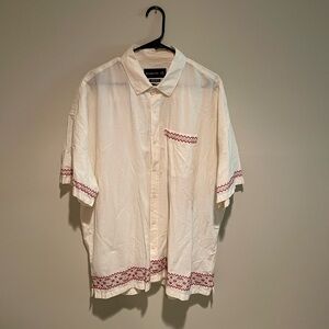 Abercrombie & Fitch White and Red Casual Button Down Shirt